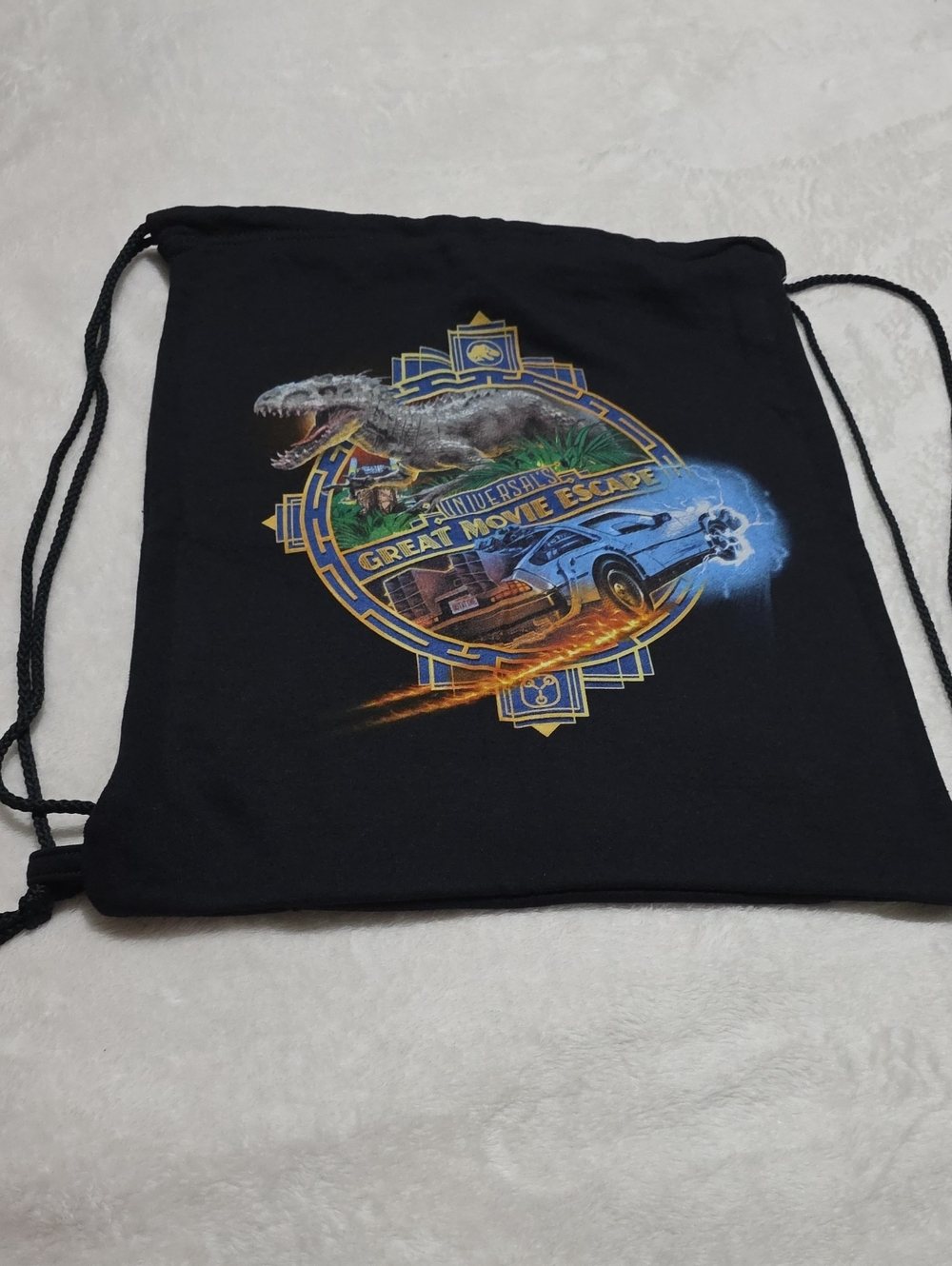 Black Jurassic Graphic Drawstring Belt Bag